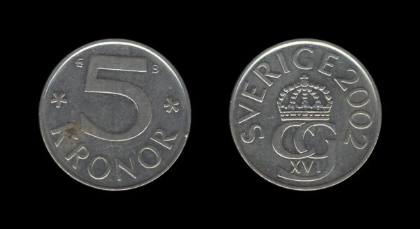 Sweden Švedska 5 Kronor 2002 – Carl XVI Gustaf