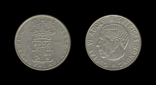 Sweden Švedska 1 Krona 1968 – Gustaf VI Adolf (silver)