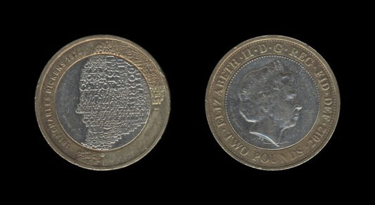 United Kingdom Velika Britanija 2 Pounds 2012 – Charles Dickens – Elizabeth II