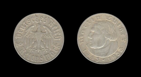 Germany Njemačka 3. Reich 2 Reichsmark 1933 A – Martin Luther