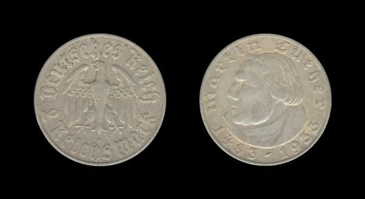 Germany Njemačka 3. Reich 2 Reichsmark 1933 A – Martin Luther