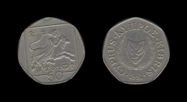 Cyprus Cipar 50 Cents 1991