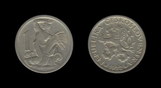 Czechoslovakia Čehoslovačka 1 Koruna 1922