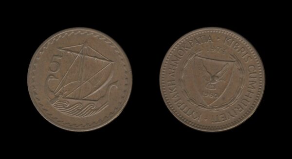 Cyprus Cipar 5 Mils 1974