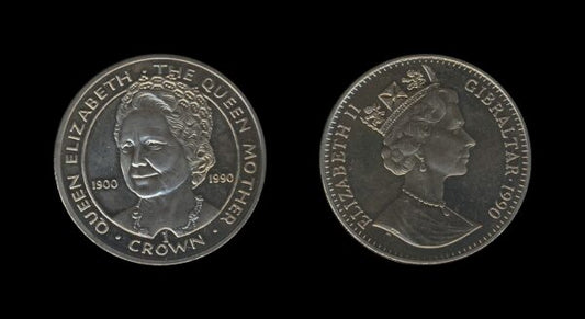 Gibraltar 1 Crown 1990 – Queen Mother – Elizabeth II