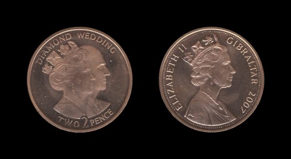 Gibraltar 2 Pence 2007 – Diamond Wedding – Elizabeth II