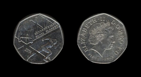 United Kingdom Velika Britanija 50 Pence 2014 – Commonwealth Games – Elizabeth II