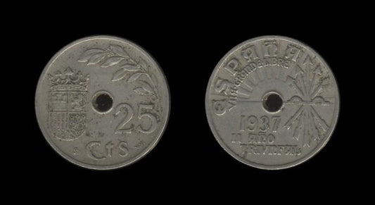 Spain Španjolska 25 Centimos 1937