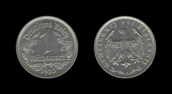 Germany Njemačka 3. Reich 1 Reichsmark 1933 G