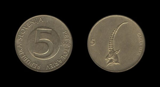 Slovenia Slovenija 5 Tolarjev 1996