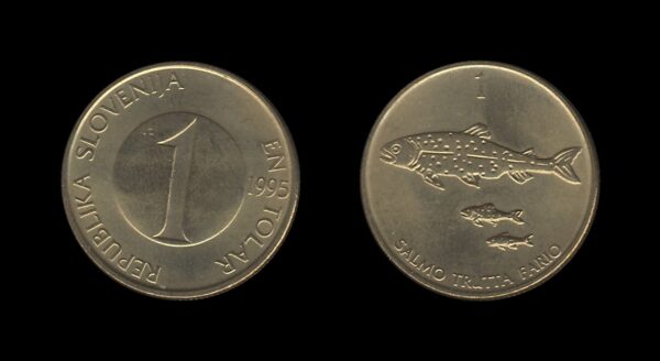 Slovenia Slovenija 1 Tolar 1995 (downturned 5)