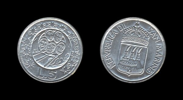 San Marino 5 Lire 1973 – Men are Citizens of the World