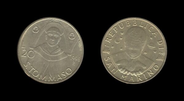 San Marino 20 Lire 1996 – Thomas Aquinas