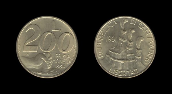 San Marino 200 Lire 1991 – First coin