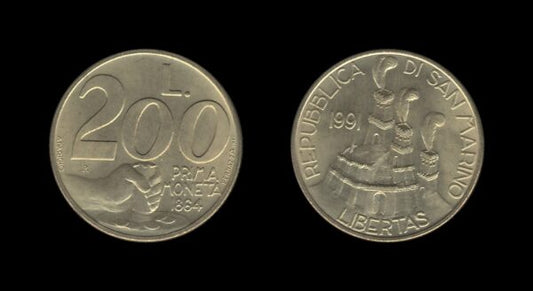 San Marino 200 Lire 1991 – First coin