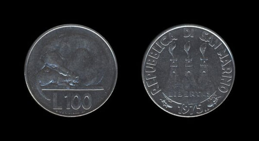 San Marino 100 Lire 1975 – Dog and Cat