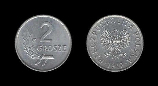 Poland Poljska 2 Grosze 1949