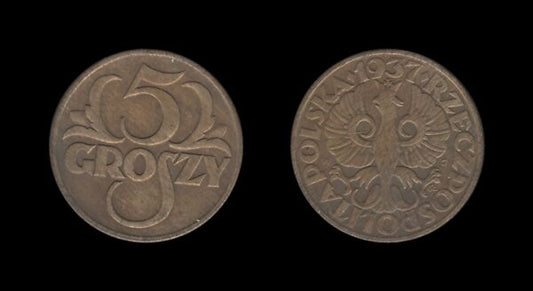 Poland Poljska 5 Groszy 1937