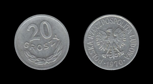 Poland Poljska 20 Groszy 1970