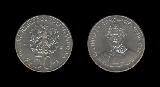 Poland Poljska 50 Zlotych 1980 – Kazimierz I Odnowiciel