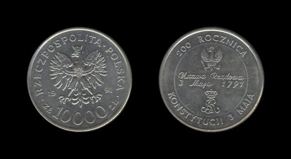 Poland Poljska 10000 Zlotych 1991 – Constitution of 3 May 1791