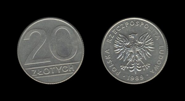 Poland Poljska 20 Zlotych 1989