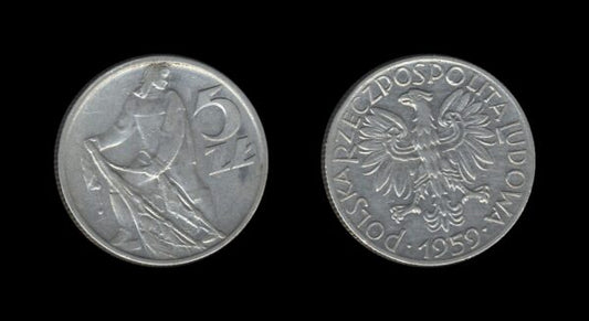 Poland Poljska 5 Zlotych 1959