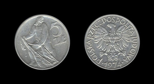 Poland Poljska 5 Zlotych 1974