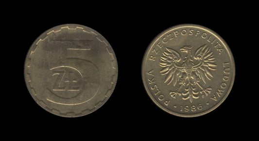 Poland Poljska 5 Zlotych 1986