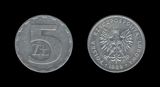 Poland Poljska 5 Zlotych 1989