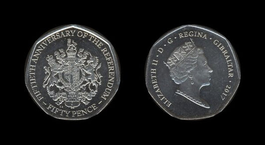 Gibraltar 50 Pence 2017 – 1967 Referendum Anniversary – Elizabeth II