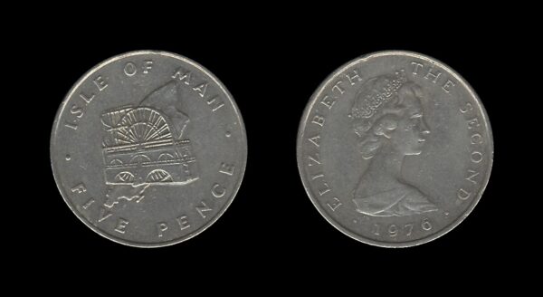 Isle of Man 5 Pence 1976 – Laxey Wheel – Elizabeth II