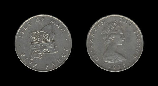 Isle of Man 5 Pence 1976 – Laxey Wheel – Elizabeth II