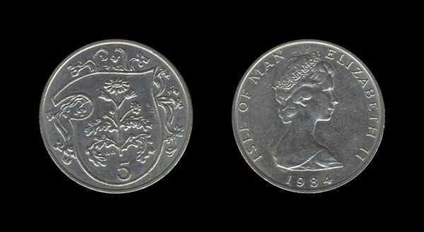 Isle of Man 5 Pence 1984 – College of Arms – Elizabeth II