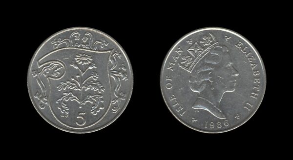 Isle of Man 5 Pence 1986 – College of Arms – Elizabeth II