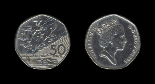 United Kingdom Velika Britanija 50 Pence 1994 – D-Day Anniversary – Elizabeth II