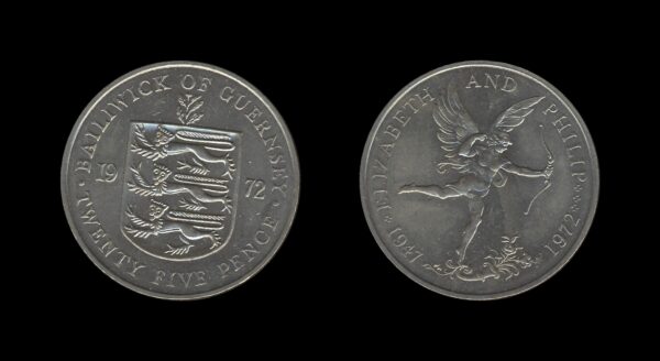 Guernsey 25 Pence 1972 – Silver Wedding – Elizabeth II