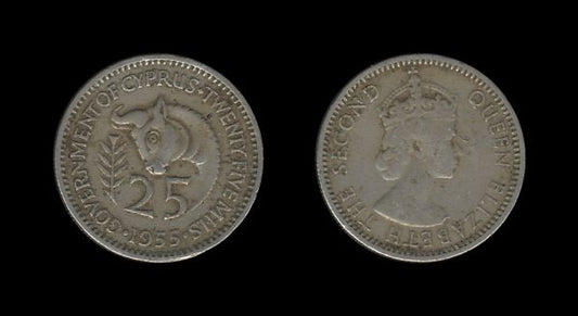 Cyprus Cipar 25 Mils 1955 – Elizabeth II