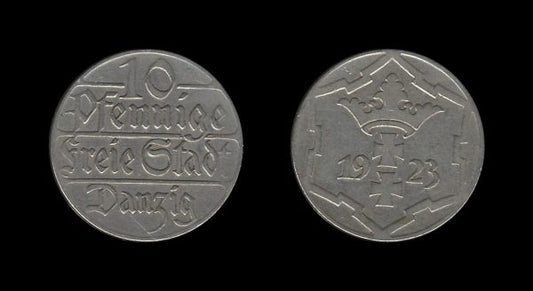 Poland Poljska Danzig 10 Pfennige 1923