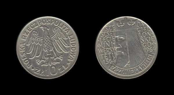 Poland Poljska 10 Zlotych 1964 – Kazimierz Wielki (Legends incuse)