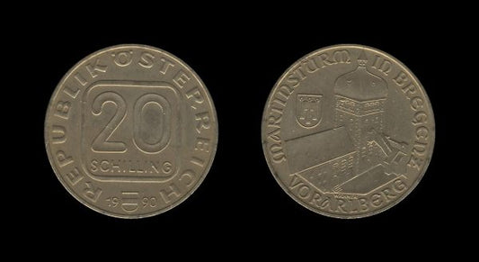 Austria Austrija 20 Schilling 1990 – Vorarlberg