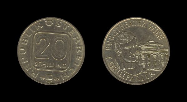 Austria Austrija 20 Schilling 1992 – Franz Grillparzer