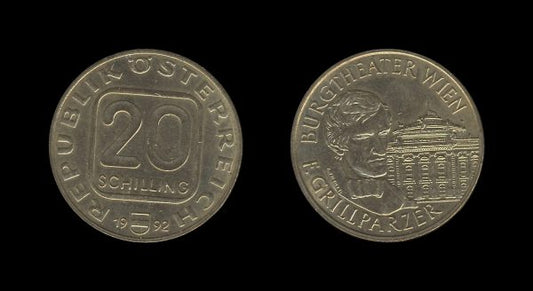 Austria Austrija 20 Schilling 1992 – Franz Grillparzer