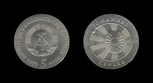 Germany Njemačka DDR 5 Mark 1971 – Johannes Kepler