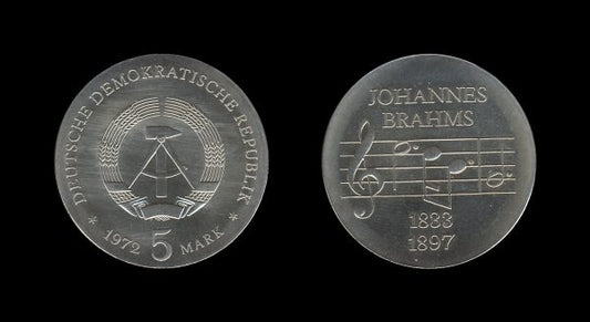 Germany Njemačka DDR 5 Mark 1972 – Johannes Brahms