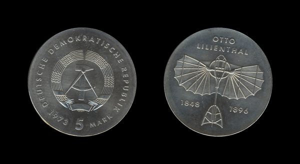 Germany Njemačka DDR 5 Mark 1973 – Otto Lilienthal