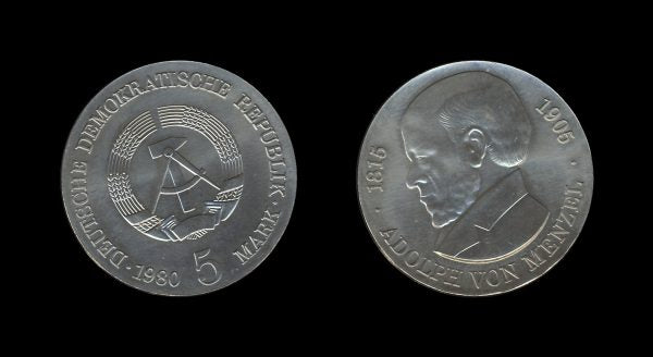 Germany Njemačka DDR 5 Mark 1980 – Adolph von Menzel