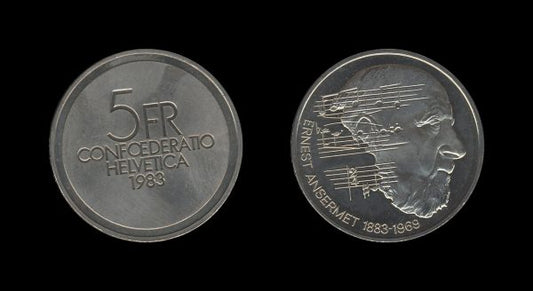 Switzerland Švicarska 5 Francs 1983 – Ernest Ansermet