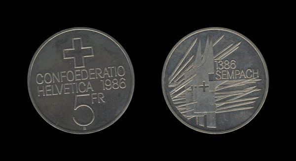 Switzerland Švicarska 5 Francs 1986 – Battle of Sempach