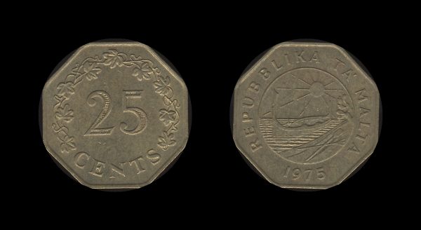 Malta 25 Cents 1975 – 1st Anniversary of the Republic